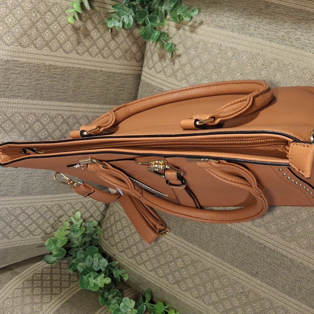 NWT Alexis Bendel Tan Crossbody Satchel Tote Bag - Picture 7 of 13